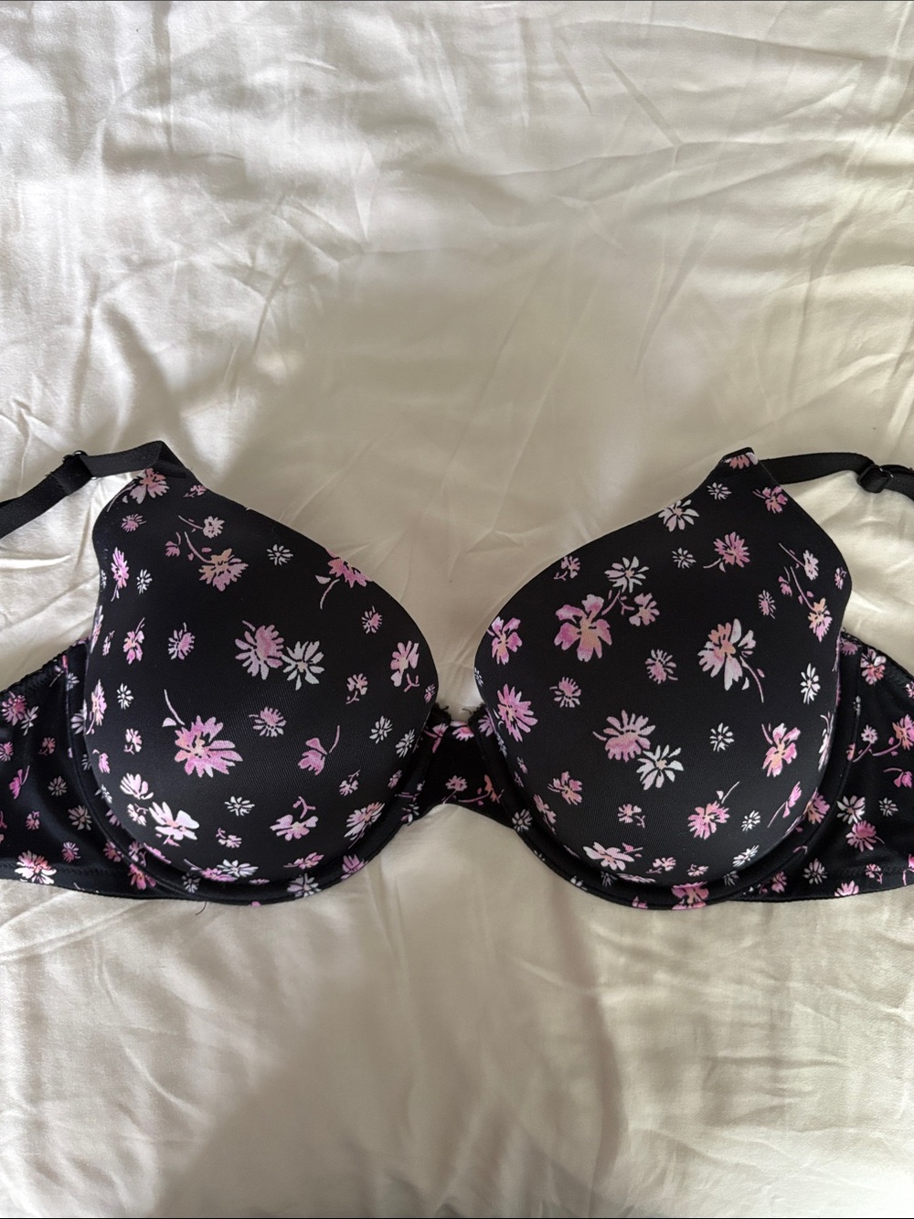PINK Victoria's Secret Black Bra with Pink Floral Print